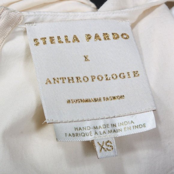 STELLA PARDO x Anthropologie Dye Dip Desert Brown Puff Sleeve Dress sz XS /569 - Picture 7 of 8